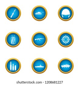 Shot icons set. Flat set of 9 shot vector icons for web isolated on white background