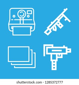 shot icons set with machine gun, shotgun and multiple shots vector set