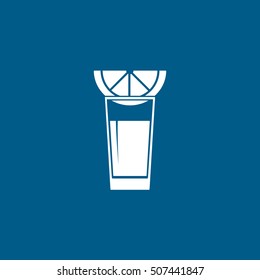 Shot With Lime Flat Icon On Blue Background