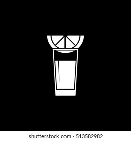 Shot And Lime Flat Icon On Black Background