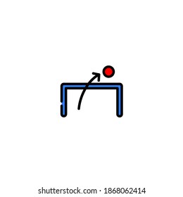 Shot off target icon. Soccer or football icon. Simple, flat, outline, color, black.
