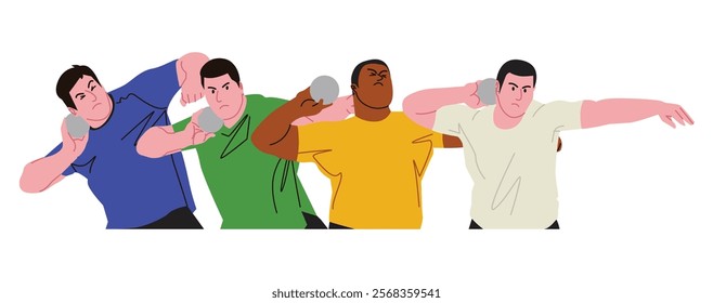 Shot put can be done by both men and women. The throwing motion is like firing a cannonball as far as possible