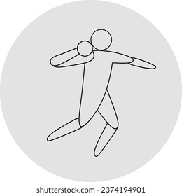 Shot put competition icon. Sport sign. Line art.