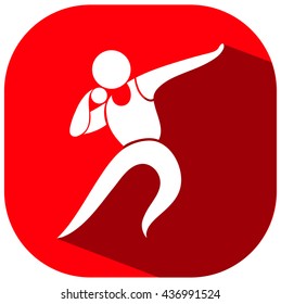 Shot put icon on red background illustration