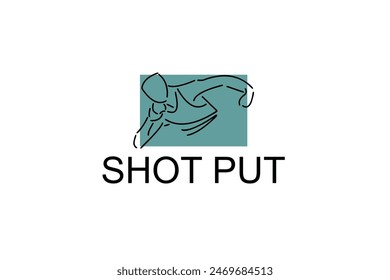 shot put sport vector line icon. Athlete practice shot put, throwing iron ball. sport pictogram illustration