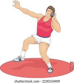 Shot Putter Throwing  Vector Illustration