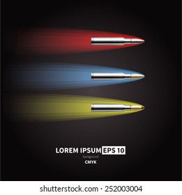 A shot from a rifle. Vector illustration of a flying bullet. 