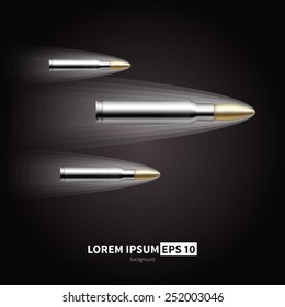 A shot from a rifle. Vector illustration of a flying bullet. 