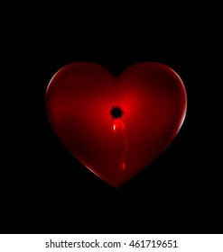 shot in the stone red heart