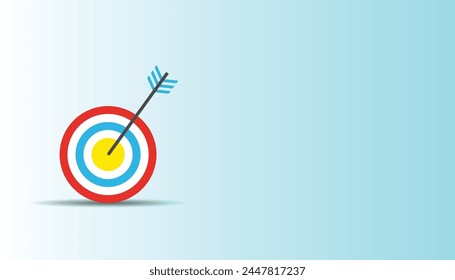 Shot at Target, circles with arrow, darts target icon, goal. Flat winner and success symbol design, vector design