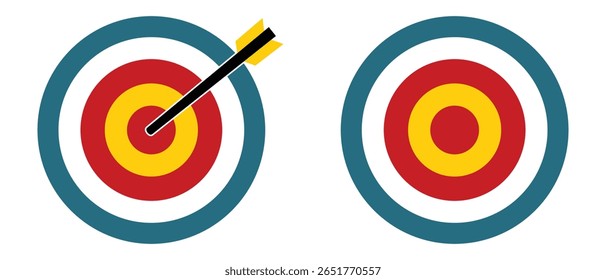 Baleado no alvo. ícone de destino vetor, sucesso. destino, desafio, ícone de objetivo. isolado no fundo branco. ilustração de vetor. 