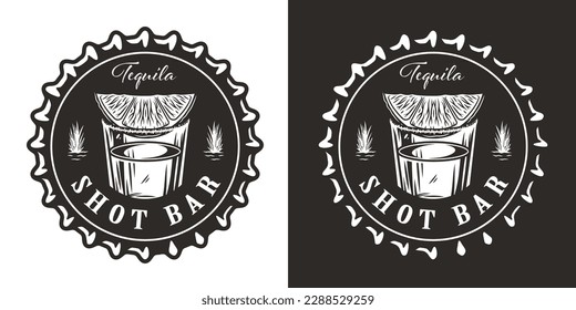 Tequila caliente con cal, sal y agave para el bar de cócteles. Diseño de vectores con tapa de cerveza y tequila mexicana para pab de alcohol