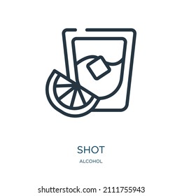 shot thin line icon. app, medical linear icons from alcohol concept isolated outline sign. Vector illustration symbol element for web design and apps.