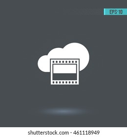 Shot vector icon. Cloud pictogram. Graphic symbol for web design, logo. White glyph on a gray background. Isolated sign.