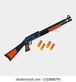 shotgun with bullet vector illustration