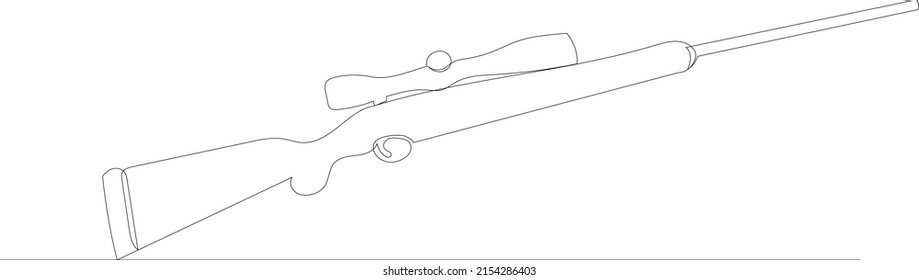 Shotgun Drawing In One Continuous Line, Isolated, Vector