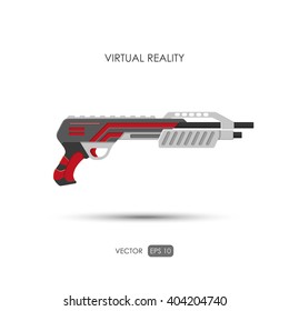 Shotgun. Gun for virtual reality system. Video game weapons. Video game guns. Vector illustration