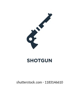 Shotgun icon. Black filled vector illustration. Shotgun symbol on white background. Can be used in web and mobile.
