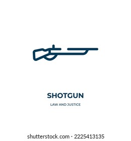Shotgun icon. Linear vector illustration from law and justice collection. Outline shotgun icon vector. Thin line symbol for use on web and mobile apps, logo, print media.