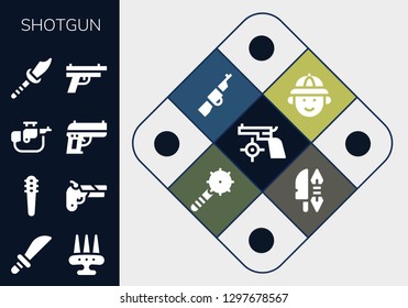  shotgun icon set. 13 filled shotgun icons. Simple modern icons about  - Gun, Weapons, Weapon, Rifle, Hunter