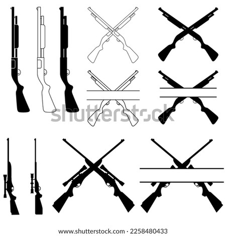 Shotgun icon vector set. Rifle illustration sign collection. weapon symbol. Hunting logo.