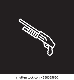 Shotgun line icon, outline vector sign, linear pictogram isolated on black. Symbol, logo illustration