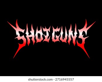 Shotgun metal typography vector in a sharp, symmetry , tribal custom lettering style. perfect for band logos, t-shirt prints, stickers, or dark-themed posters