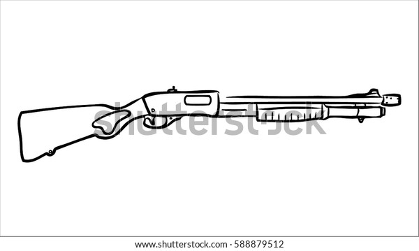 Shotgun On White Background Stock Vector (Royalty Free) 588879512