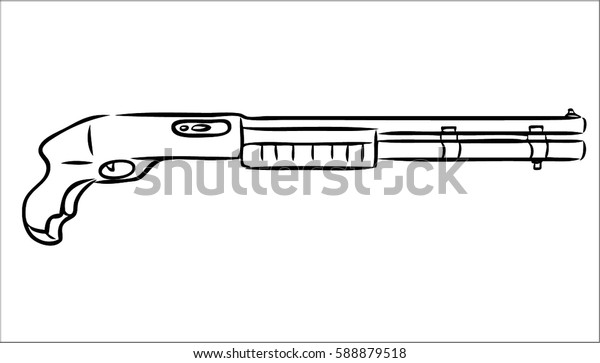 Shotgun On White Background Stock Vector (Royalty Free) 588879518