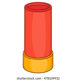 Shotgun shell icon in cartoon style on a white background