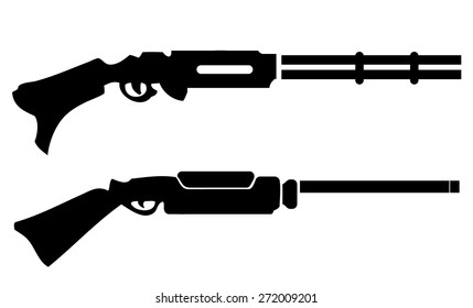 Shotgun Silhouettes, Vector Illustration isolated on White Background. 