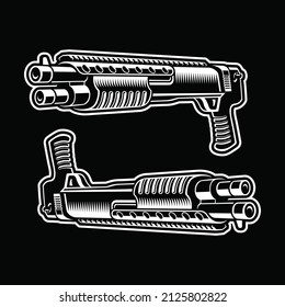 shotgun vector illustration on dark background