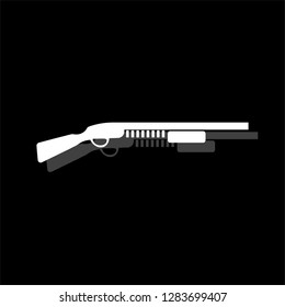 Shotgun. White flat simple icon with shadow