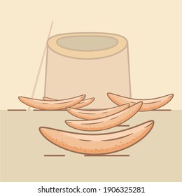 shoti bread illustration backgroung of tone place. Traditional Georgian Bread Called Shotis Puri or Shoti. shoti icon design tone icon background
