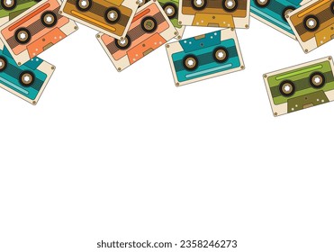 SHOTLIST1990. Cassette tape vintage background vector.