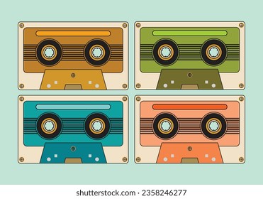 SHOTLIST1990. Cassette tape vintage background vector.