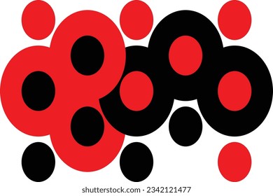 SHOTLISTretro Pop Art patrón ininterrumpido. Los puntos rojos negros sobre fondo blanco. Puntos de color de semitono. El arte pop es un fondo fluido. Ilustración vectorial para su diseño. Patrón de variación de puntos de polka