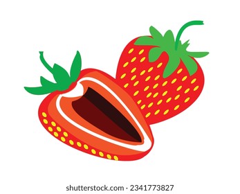 SHOTLISTretro. Strawberry ripe cut vector animation design.