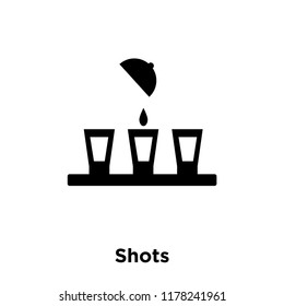 Shots icon vector isolated on white background, logo concept of Shots sign on transparent background, filled black symbol