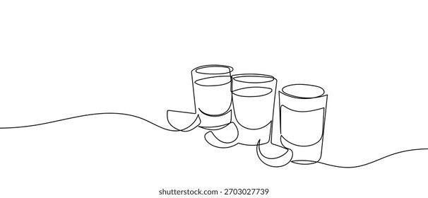 Tiros e limões em uma linha contínua Desenho dinâmico de linha única ilustração vetorial