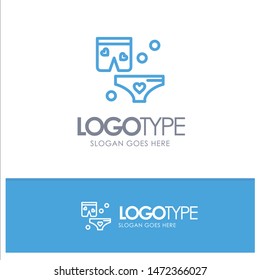 Shots, Love, Night, Wedding Blue Outline Logo Place for Tagline