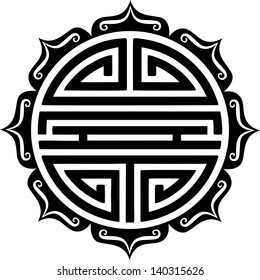 Shou Symbol, Lotus - chinese character for longevity & good health