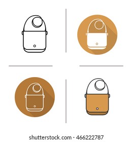 Shoulder bag icon. Flat design, linear and color styles. Laptop bag. Isolated vector illustrations