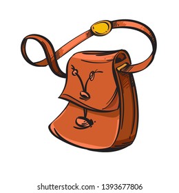 Shoulder Bag on a white background. Cartoon style.