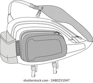 Shoulder Bag Technical Fashion Illustration Mock-up Template for Design and Tech Packs