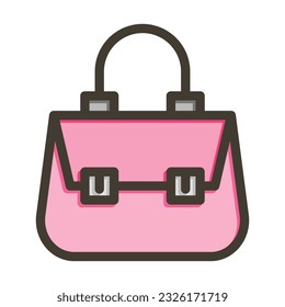 Shoulder Bag Thick Line Filled Colors For Personal And Commercial Use.
