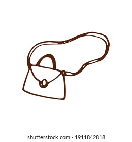 shoulder bag vector illustration on white background. female bag icon. hand drawn vector. simple shoulder bag. fashion accessory for woman. doodle for kids, logo, sticker, branding, clipart, poster.
