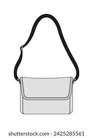 Shoulder bag vector template illustration