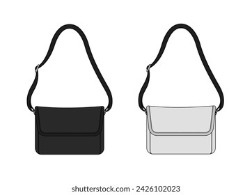 Shoulder bag vector template illustration set