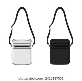 Shoulder bag vector template illustration set